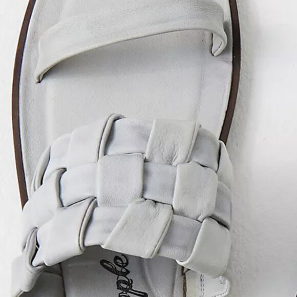 🖤 Free People Winding River Slip-On Flat Quilted Woven Sandals Grey Blue - Picture 2 of 10